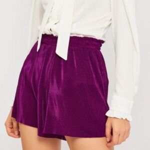 NWT Zara Pleated Crinkle Shorts purple
